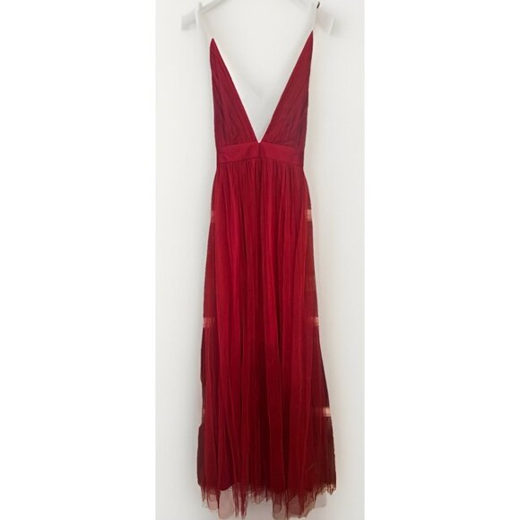 Windsor Red Tulle Backless Maxi Dress Small Fairy Whimsical Fairytale Balletcore - Picture 1 of 11